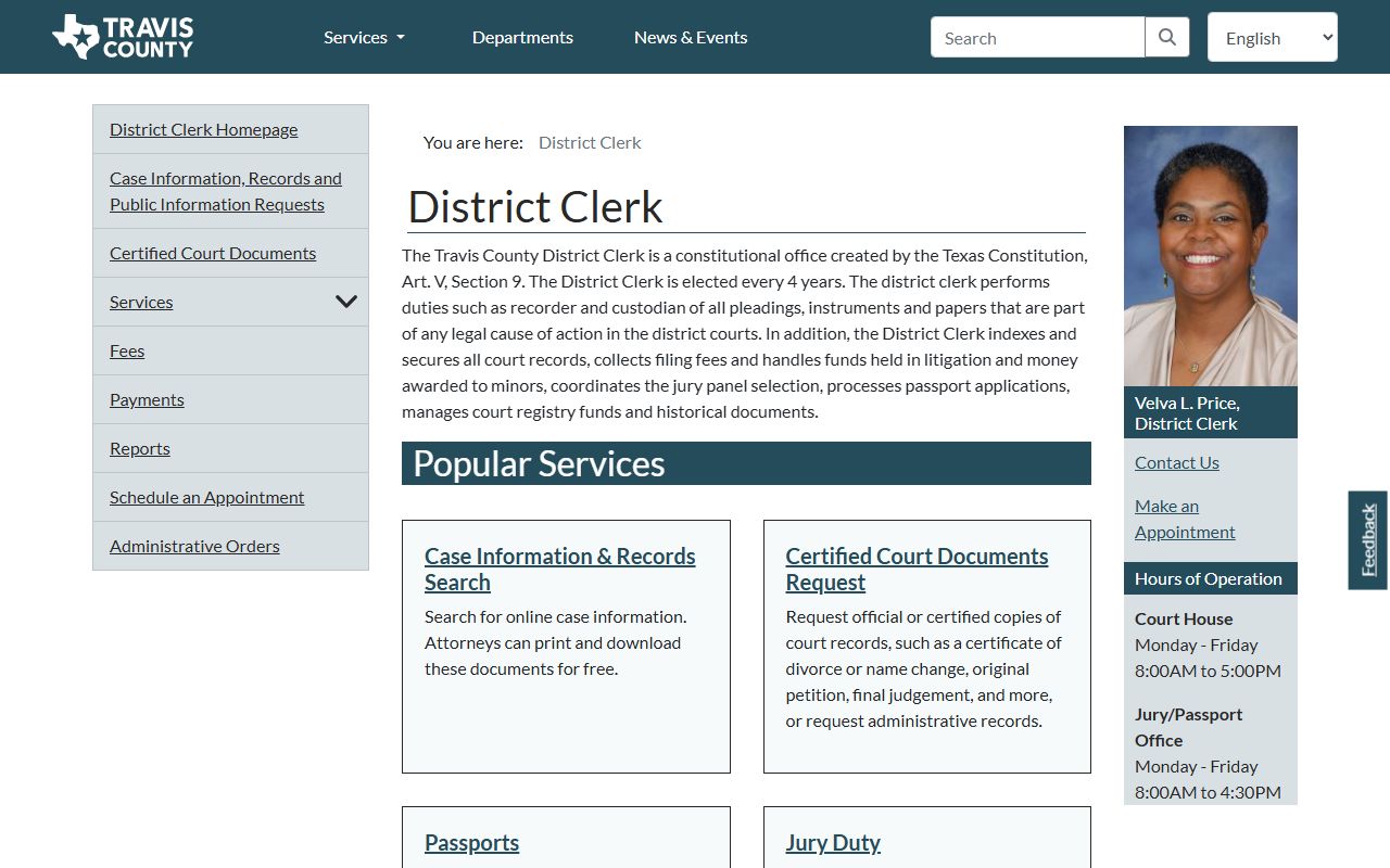 Austin court records portal screenshot