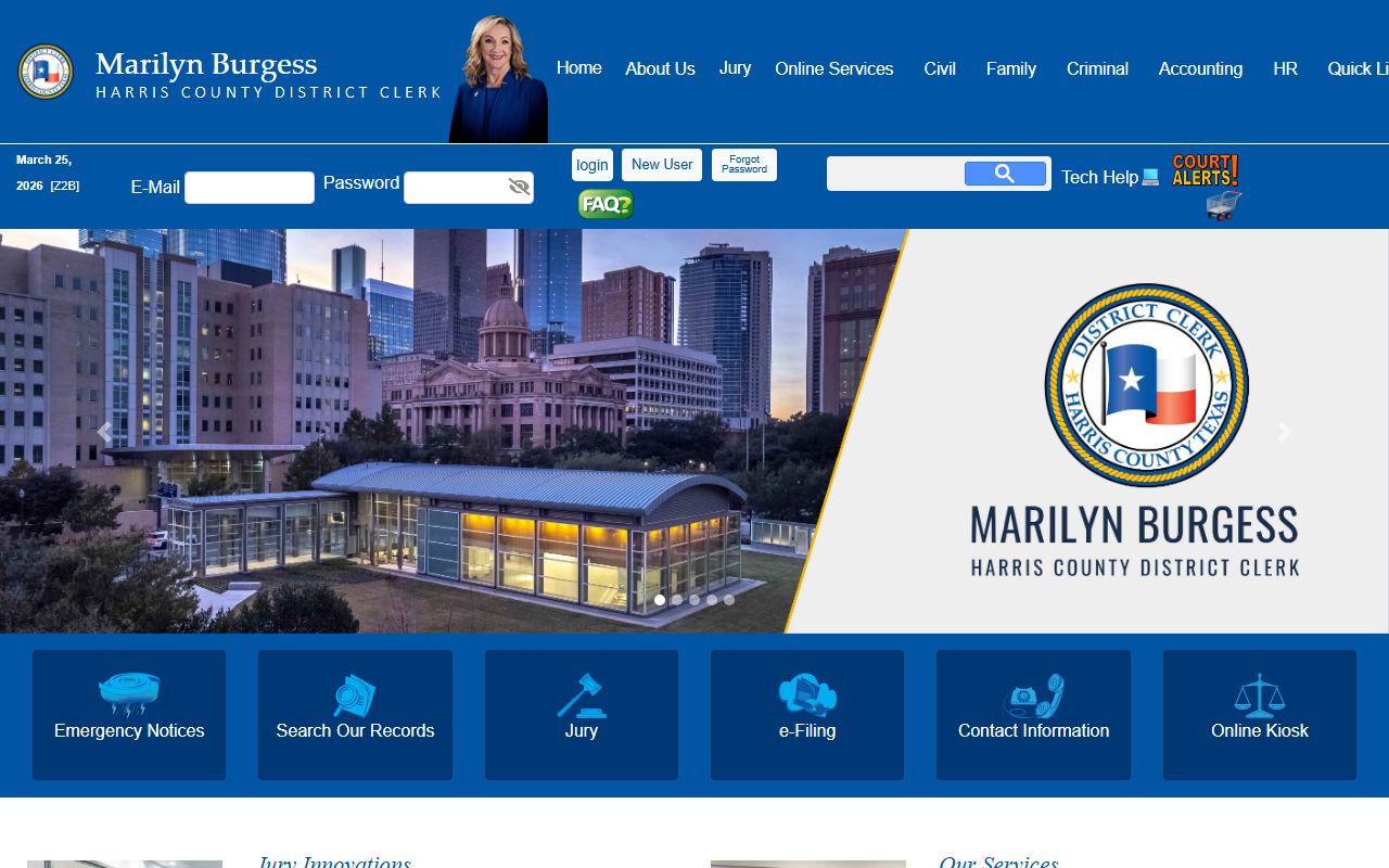 Houston court records portal screenshot
