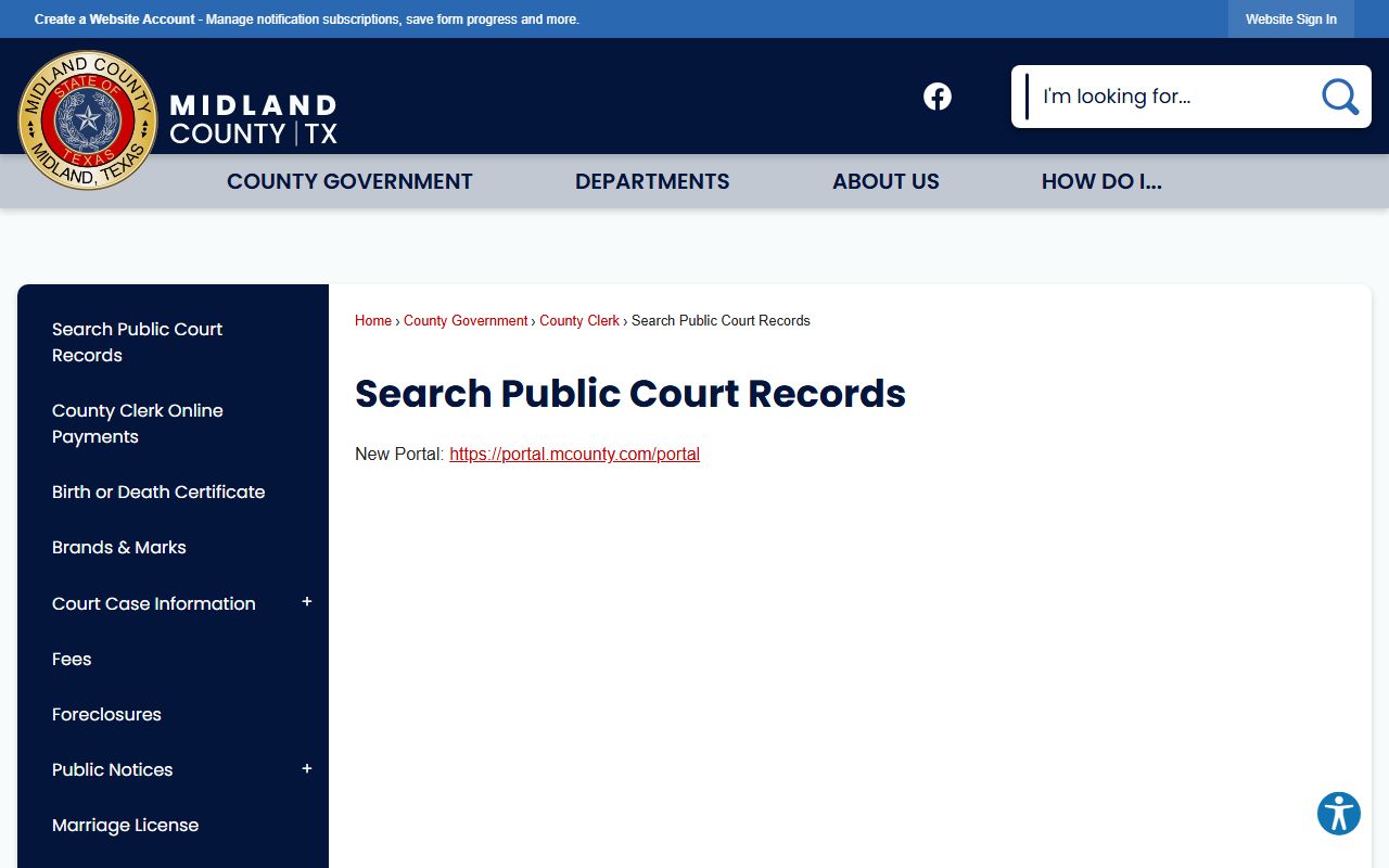 Midland court records portal screenshot