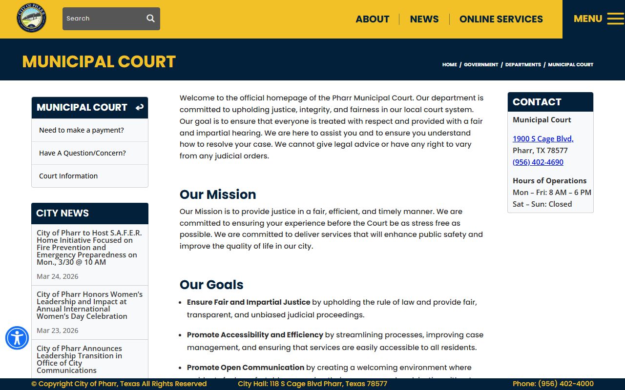 Pharr court records portal screenshot