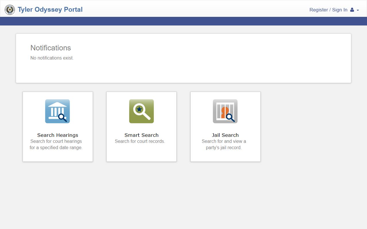 Tyler court records portal screenshot