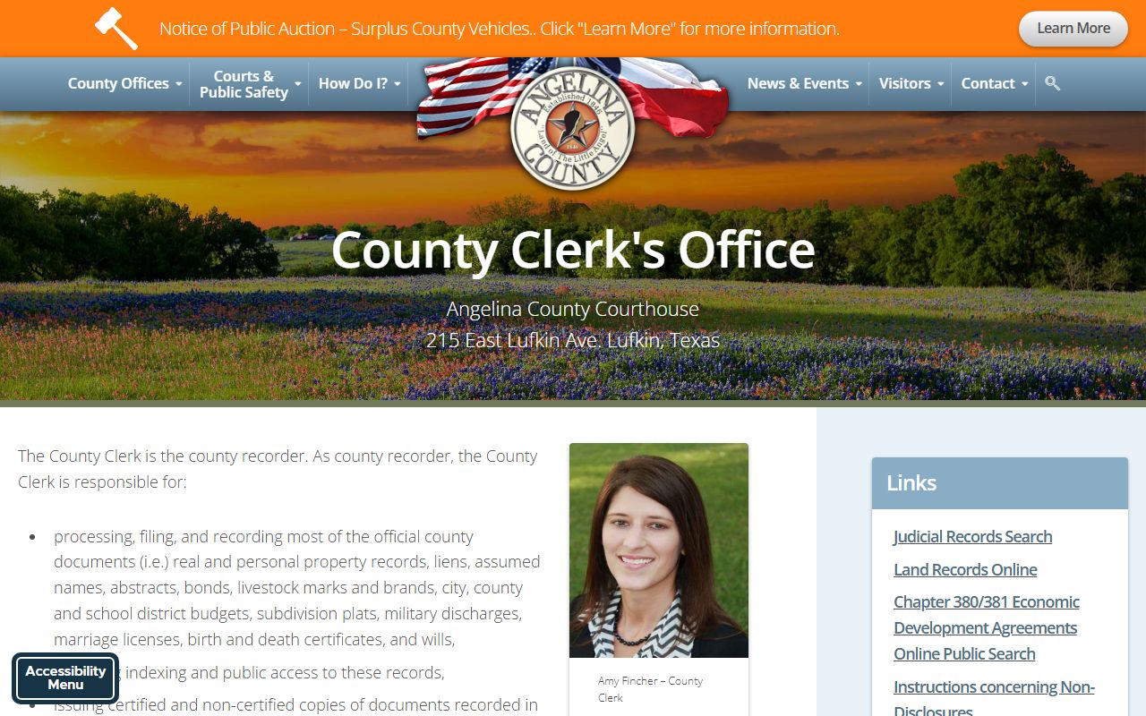 Angelina County court records portal screenshot