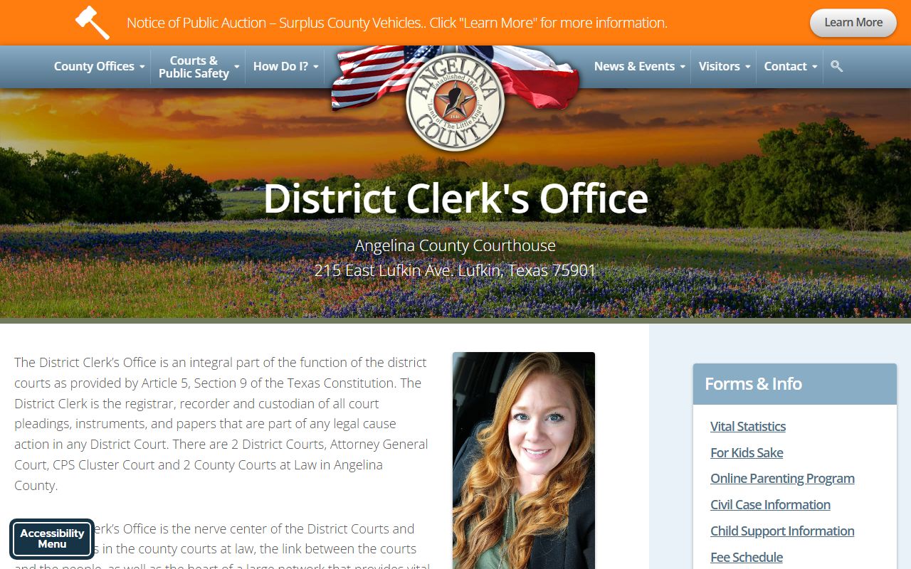 Angelina County court records portal screenshot