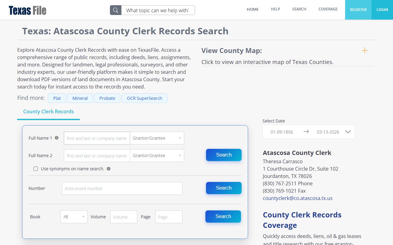 Atascosa County court records portal screenshot