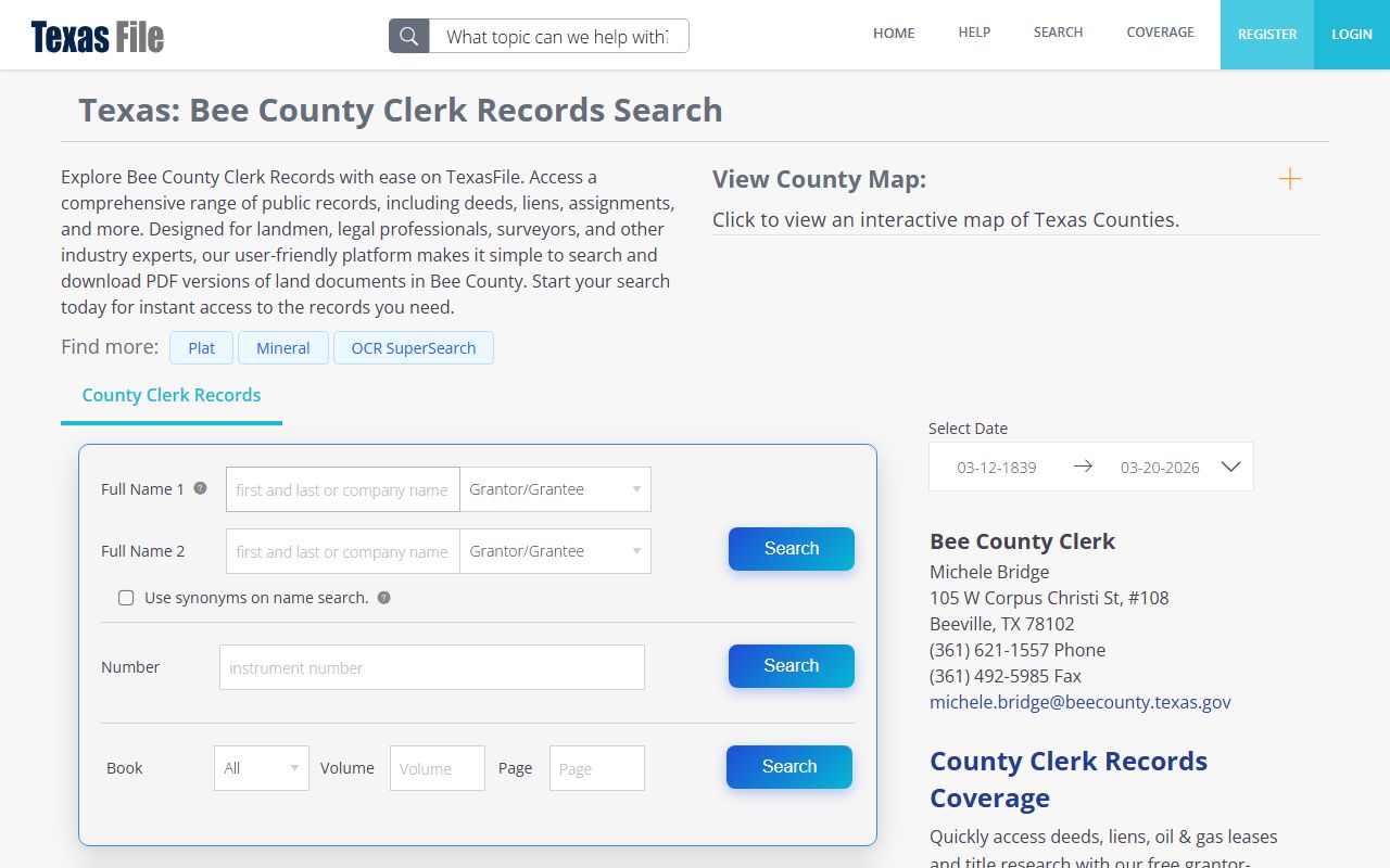 Bee County court records portal screenshot