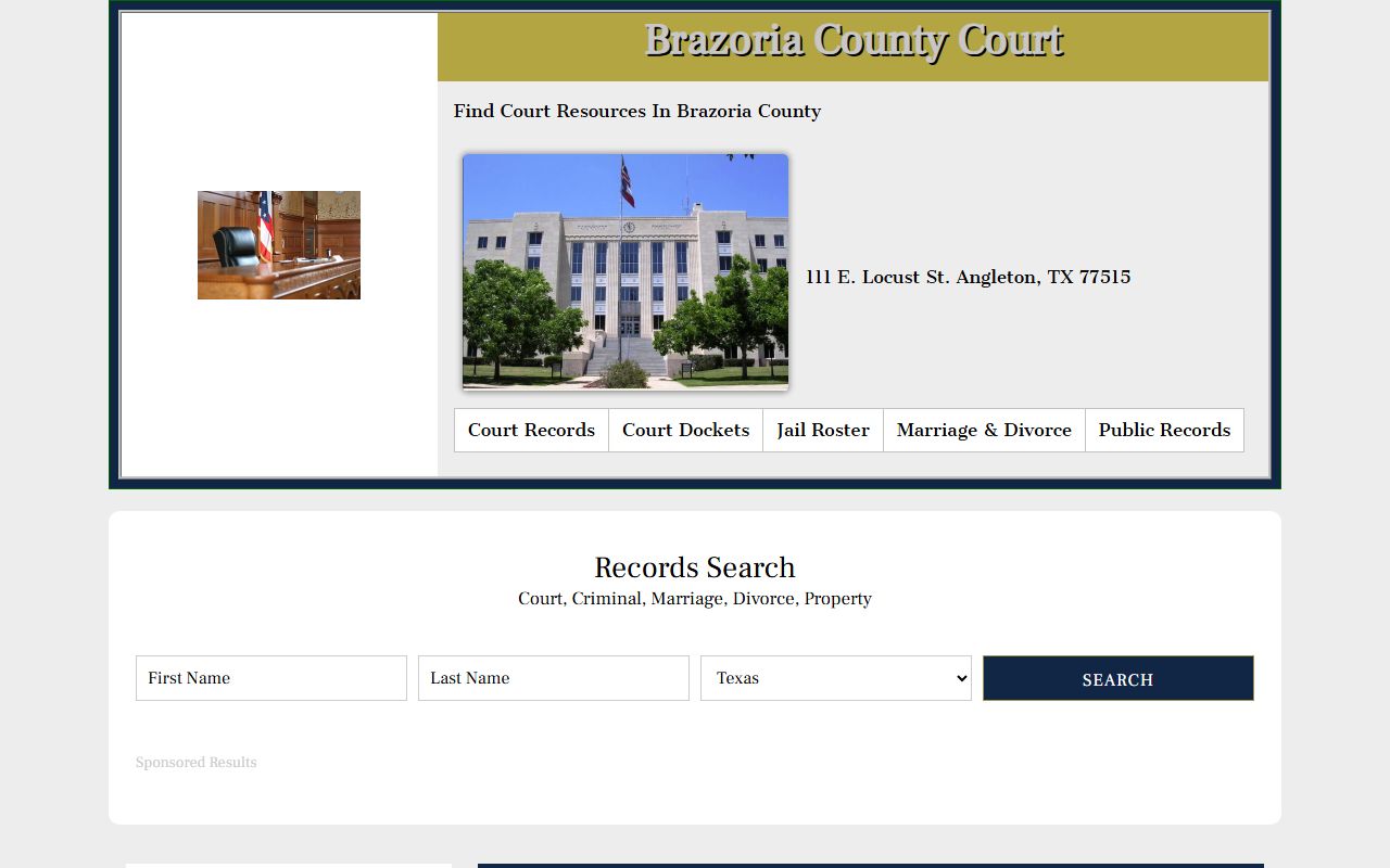 Brazoria County court records portal screenshot