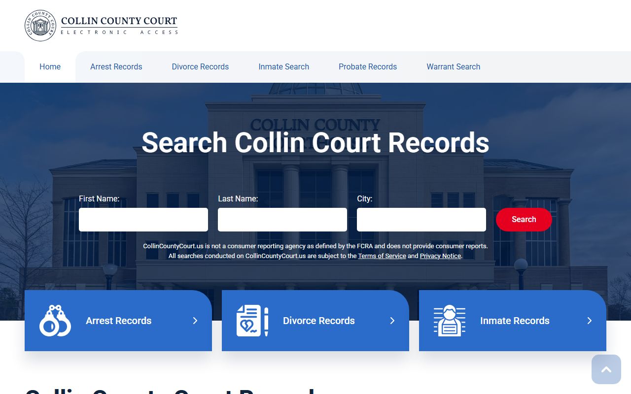 Collin County court records portal screenshot