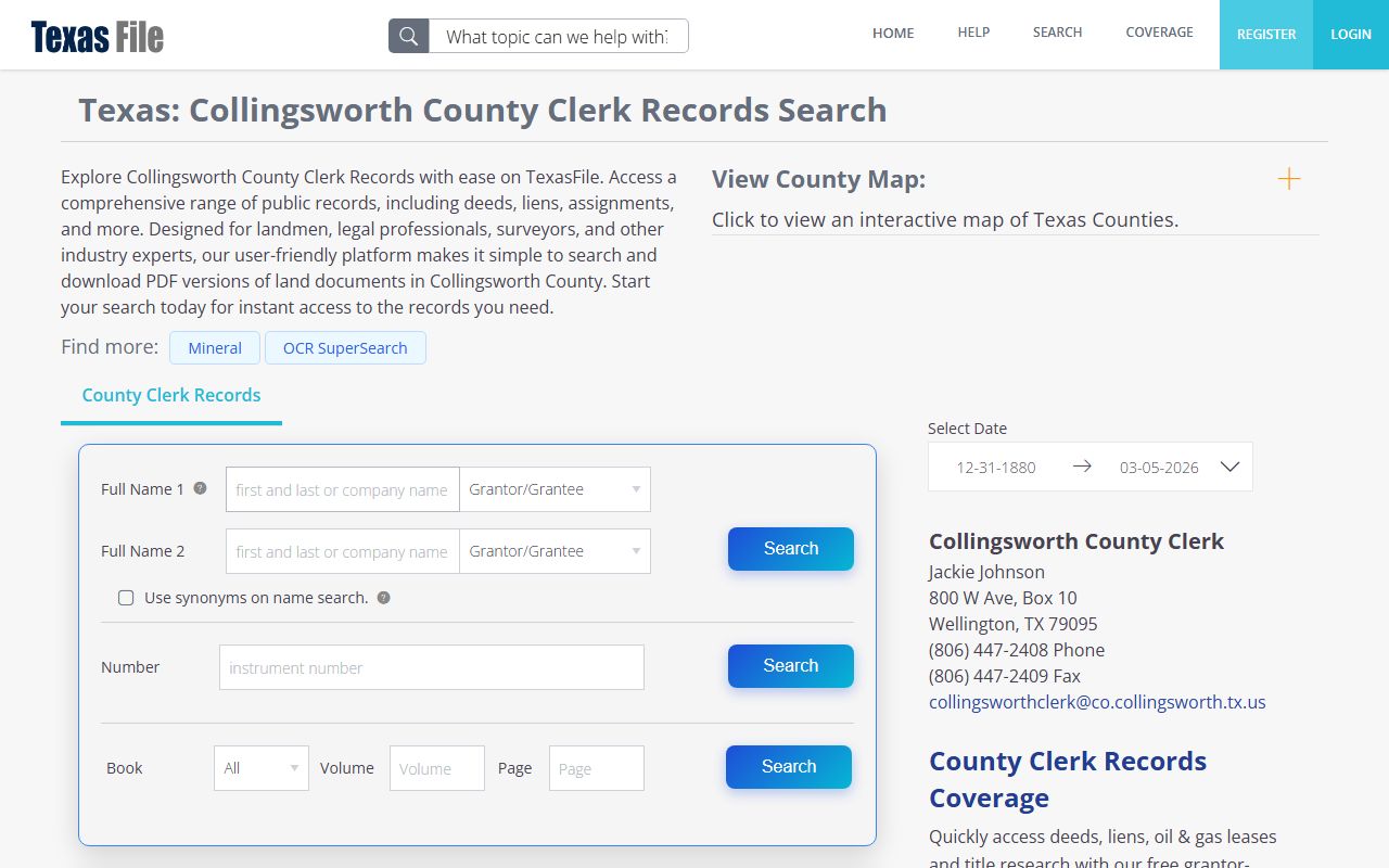 Collingsworth County court records portal screenshot