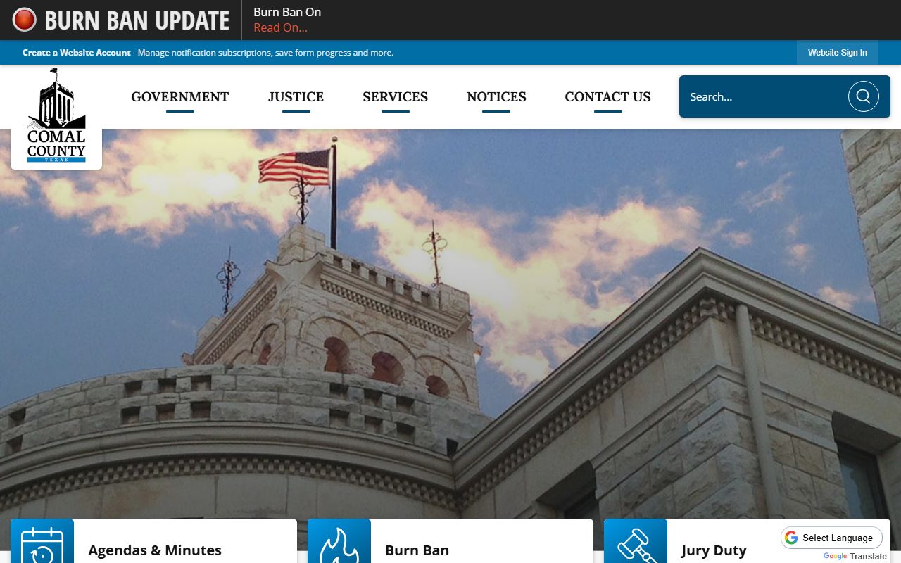 Comal County court records portal screenshot