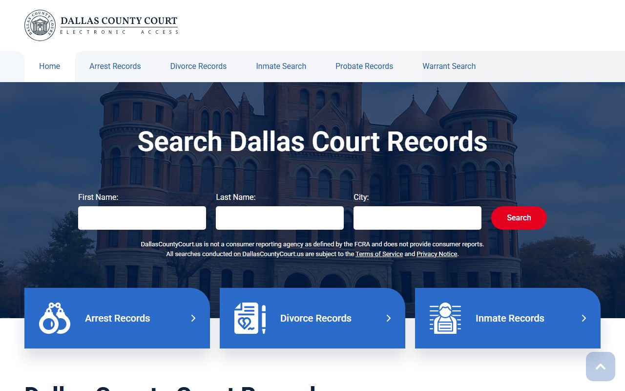 Dallas County court records portal screenshot