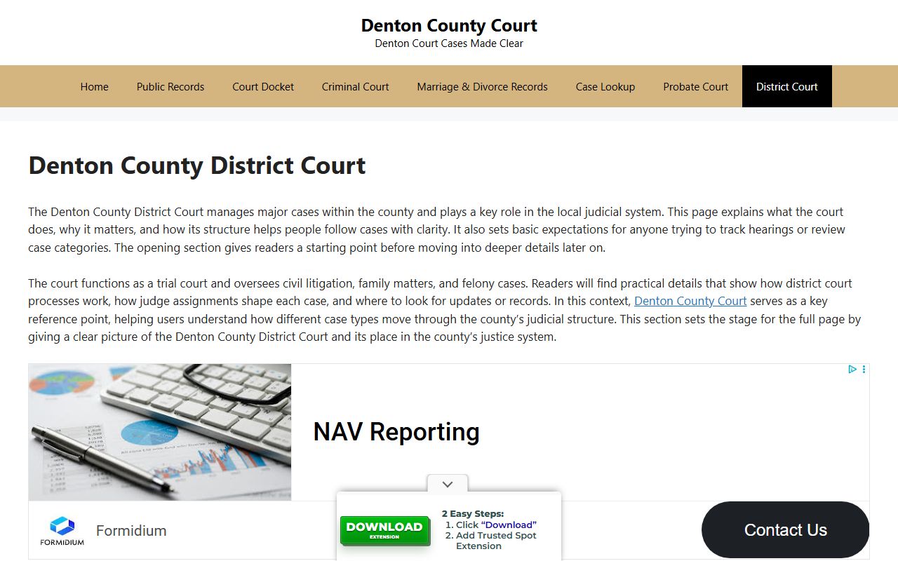Denton County court records portal screenshot