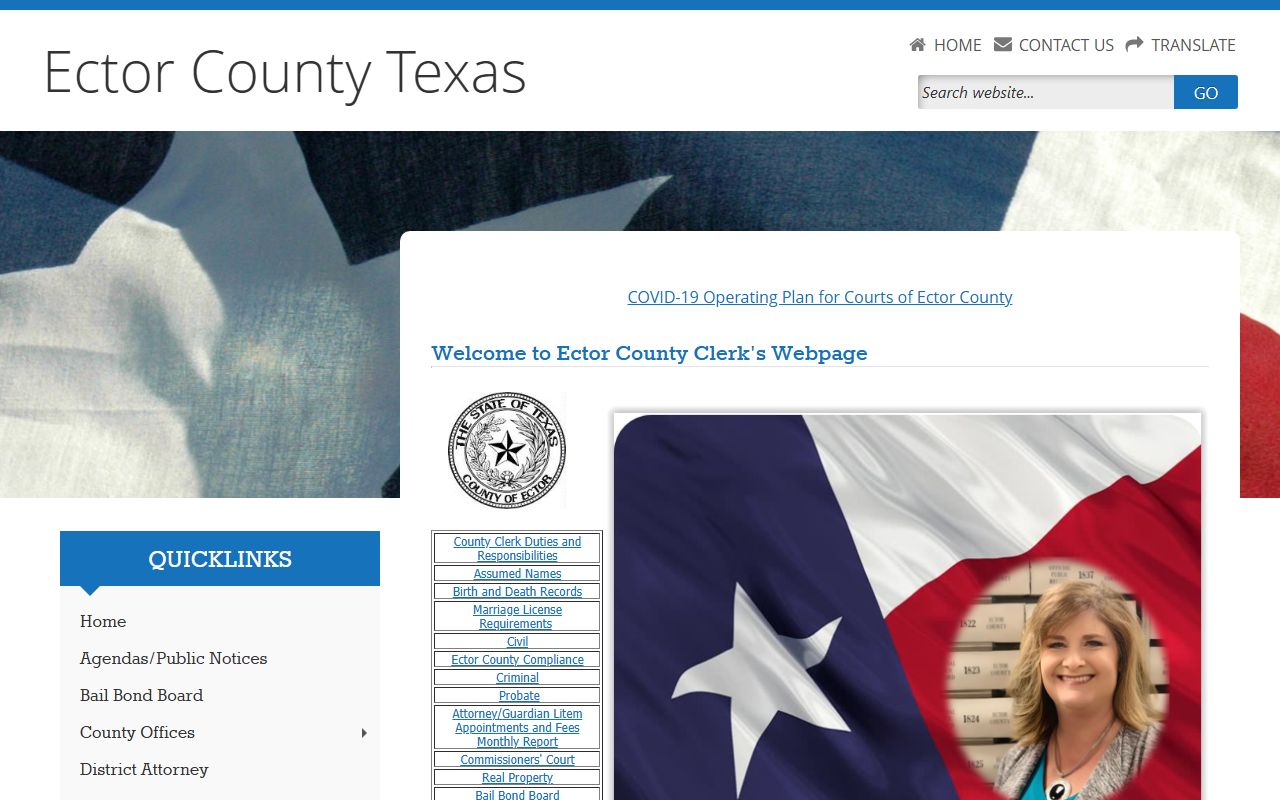 Ector County court records portal screenshot