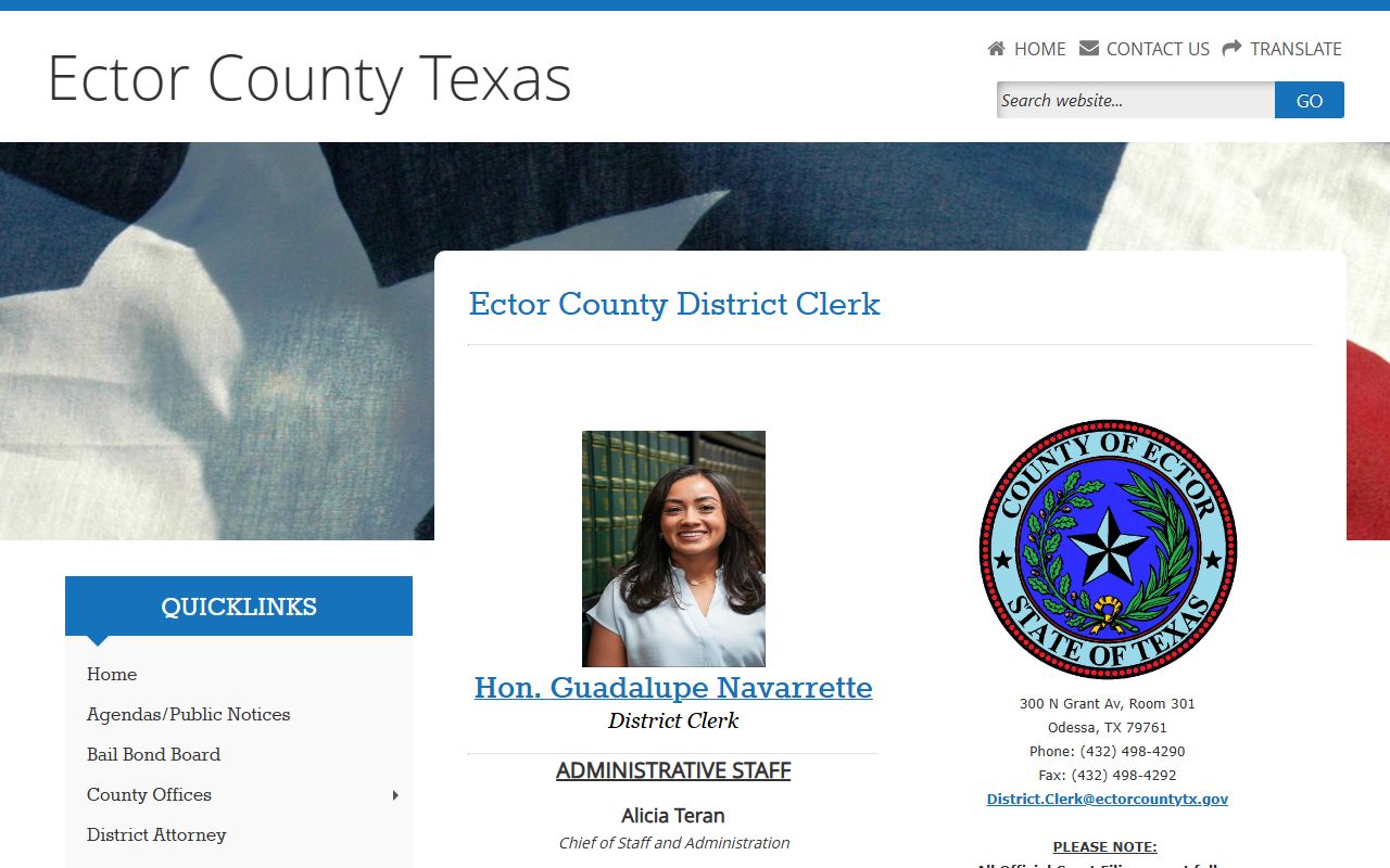 Ector County court records portal screenshot