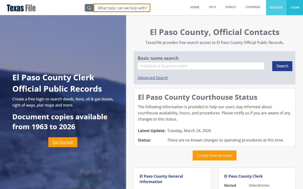 El Paso County court records portal screenshot