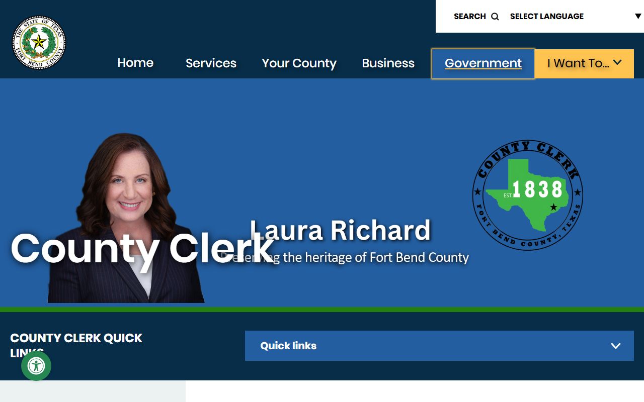 Fort Bend County court records portal screenshot