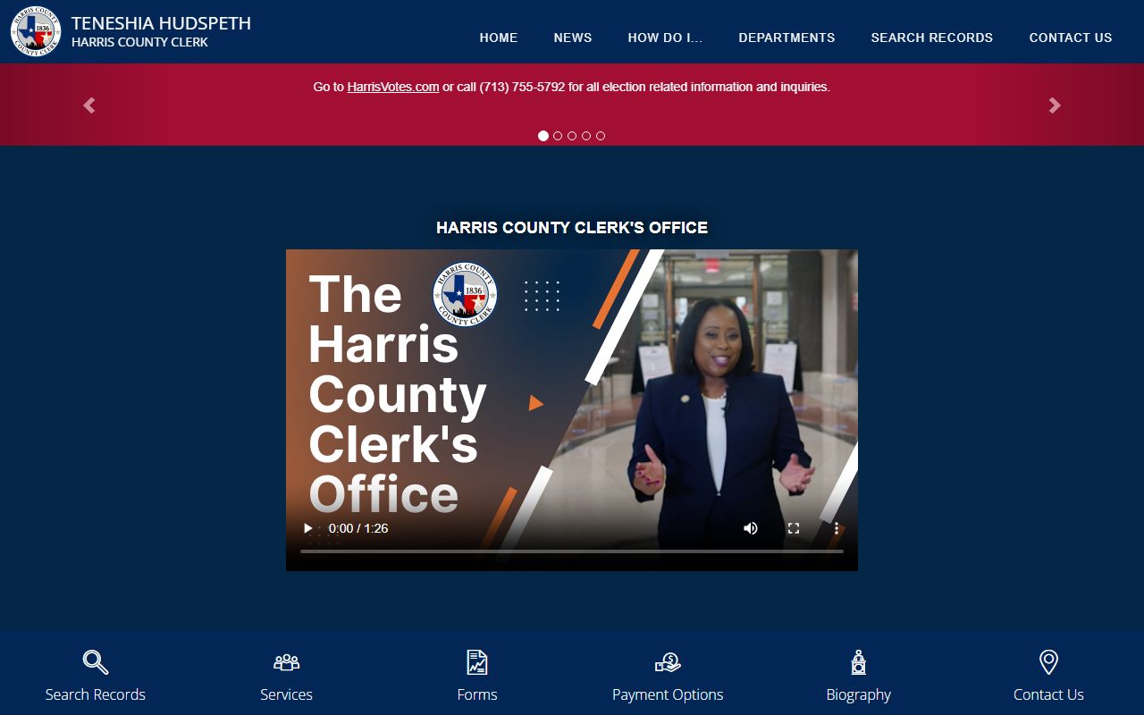 Harris County court records portal screenshot