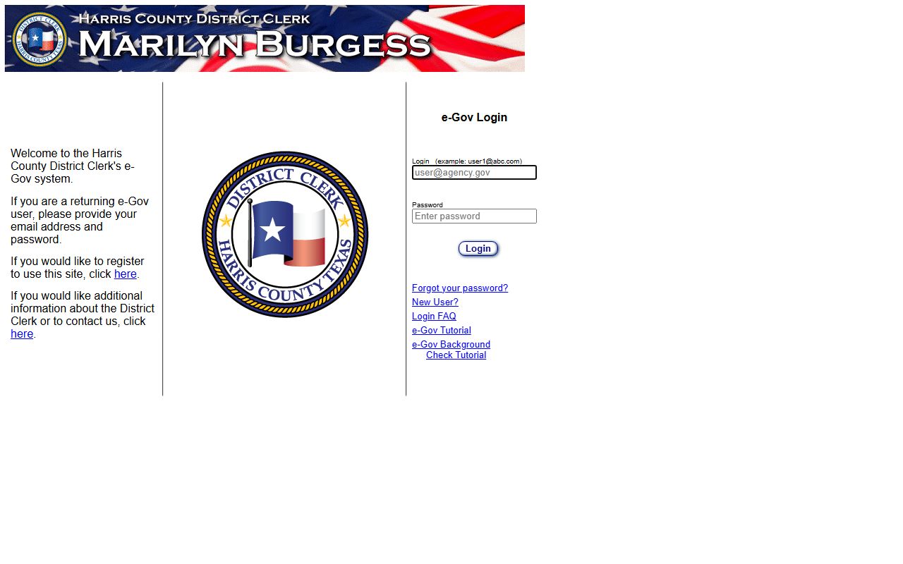 Harris County court records portal screenshot