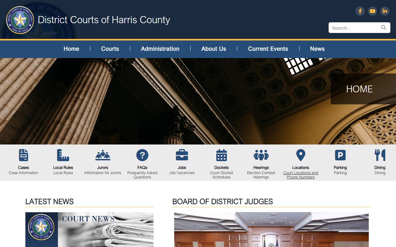 Harris County court records portal screenshot