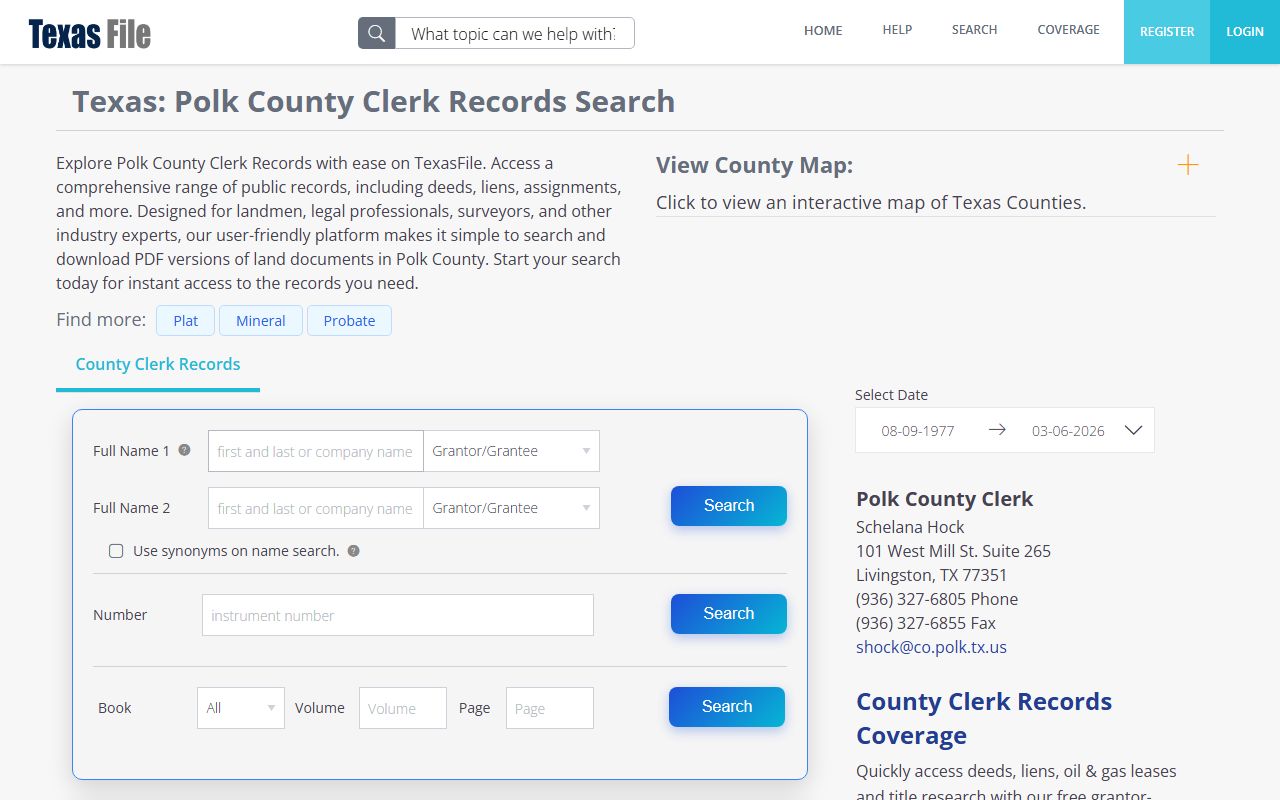 Polk County court records portal screenshot
