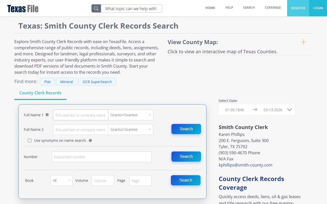 Smith County court records portal screenshot