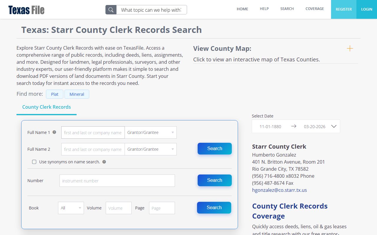 Starr County court records portal screenshot