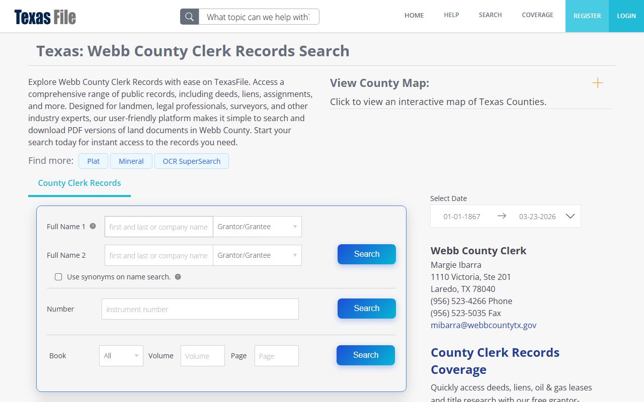 Webb County court records portal screenshot