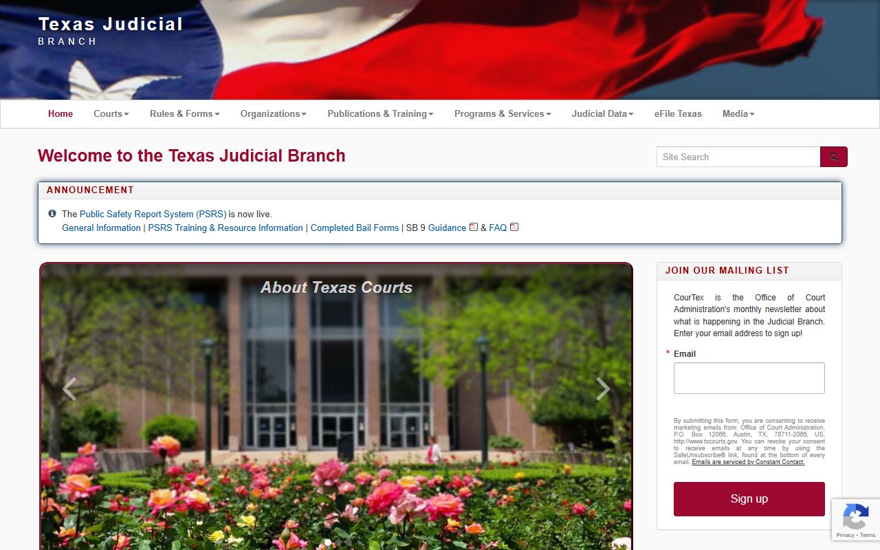 Texas Judicial Branch Official Website screenshot
