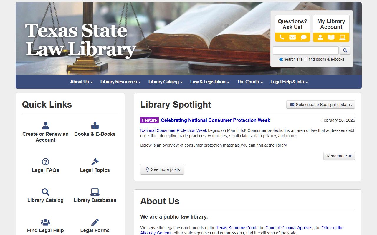 Texas State Law Library screenshot